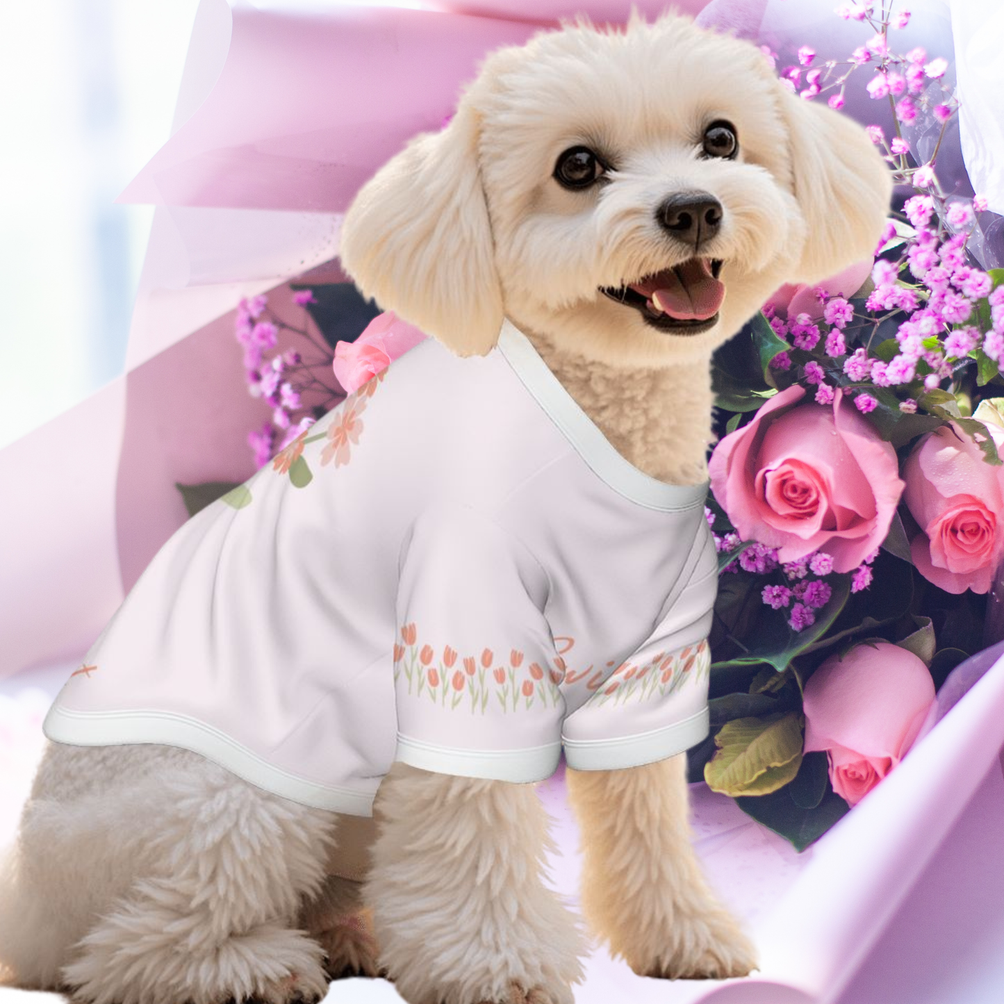 Taylor Swift Showgirl Album Inspired Dog T-Shirt, Thank You for the Flower Bouquet, cute flower Bouquet t-shirt