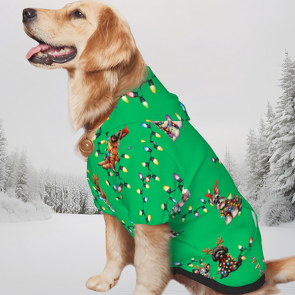 Green Christmas Dog Hoodie with Lights - Cute Pup Photo Prop "Merry Woof-mas"