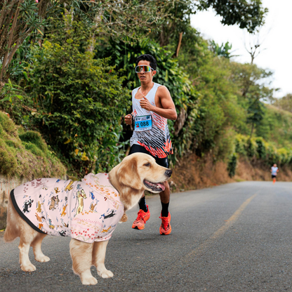 Playful Dog Hoodie: Adorable Dogs, Cats & Mice in a Hilarious Chase, "Paws-ing My Run? Only For Treats"  Pinkseveral colors available, Don't go running without having drip