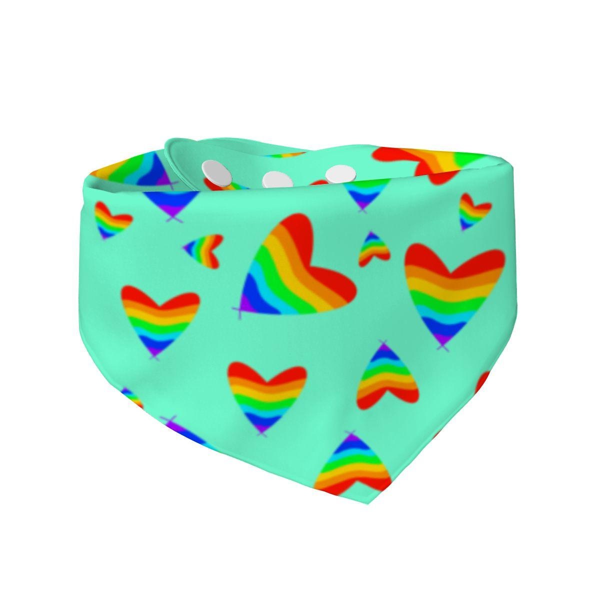 Colorful Hearts Small Dog Bandana, LGBT Pride Scarf, Perfect for Pride Parade and Walks to the Coffee Shop, Be fashionable, Reversible