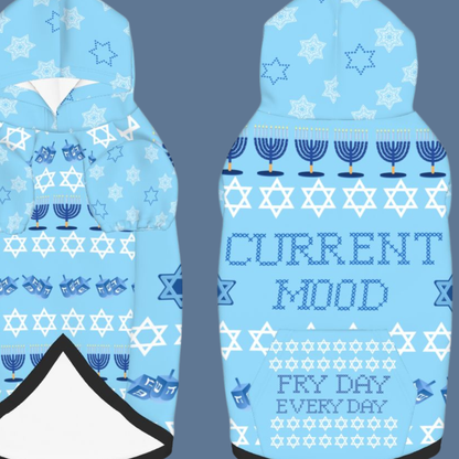 Funny Dog Hoodie for Hanukkah, HolidayUgly Sweater Design, Current Mood: Fry Day, Perfect Hanukkah Present