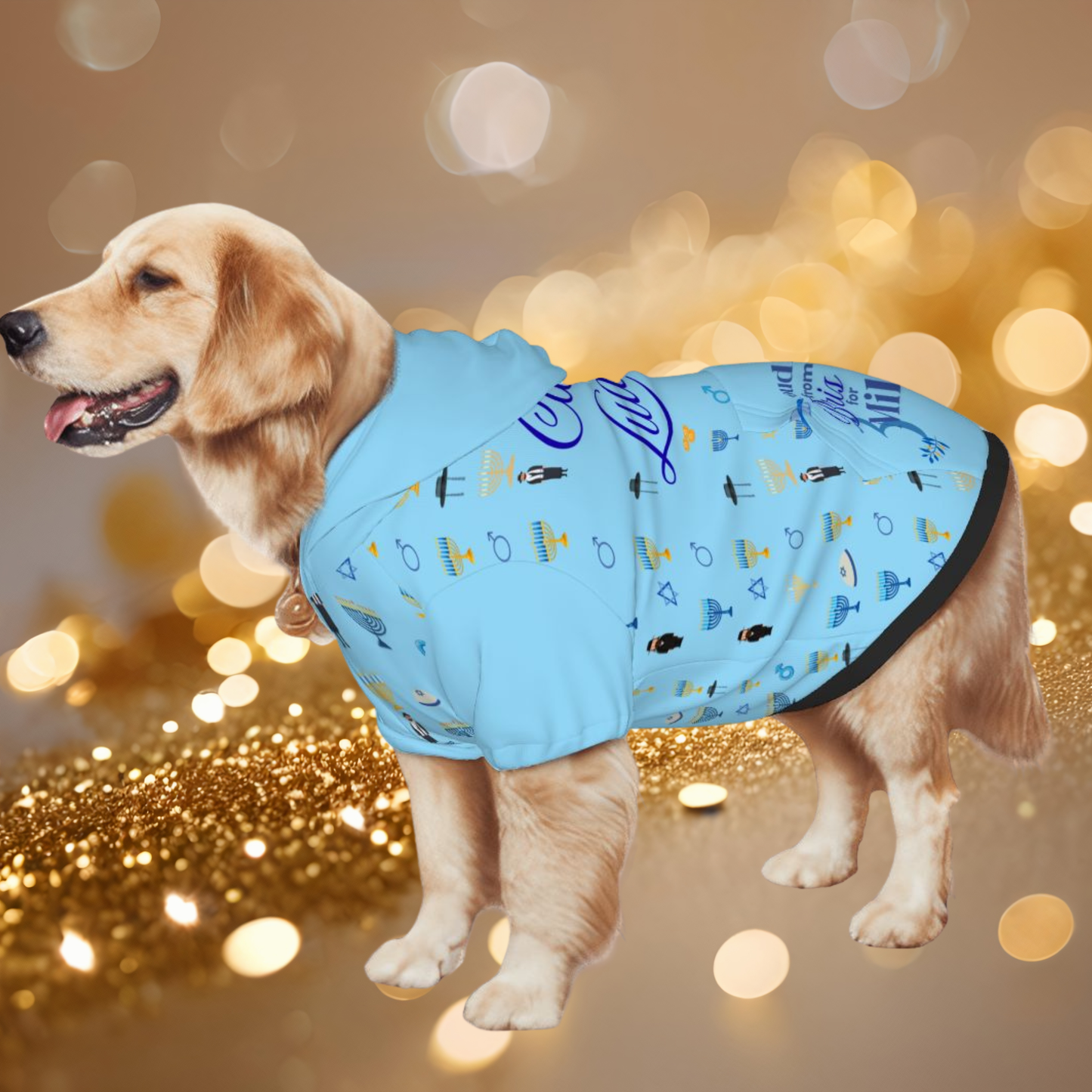 Funny Dog Hoodie - Ugly Sweater for Hanukkah, Jewish Man's Favorite, Bris Milah Free, Holiday Dog Hoodie