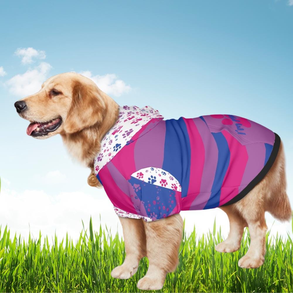 Spread Love and Inclusivity: Bisexual Pride Dog Hoodie, Perfect for Pet Lovers, Customized Pet Clothing, Small to XXL, I Am Proud Too