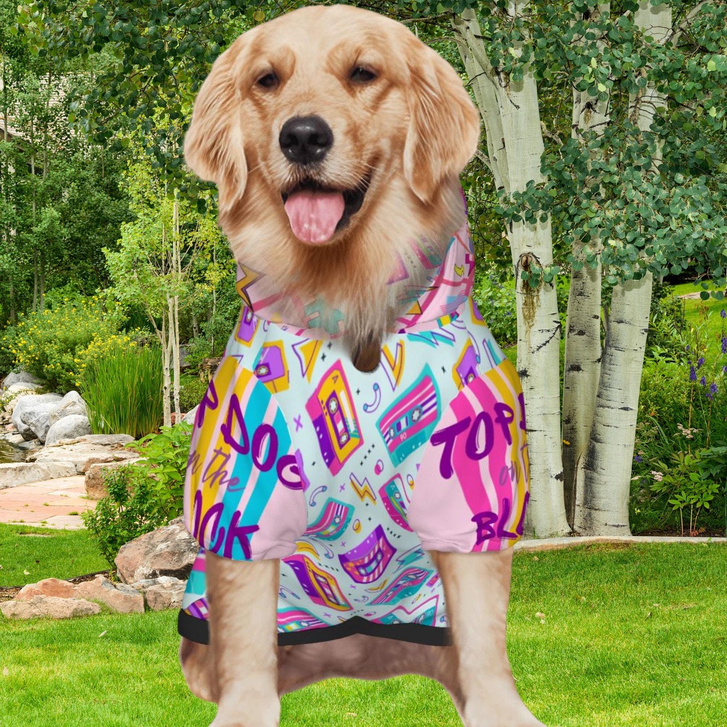 Mix Tape Inspired Dog Hoodie - Best Dressed Pup, Top Dog on the Block Dog Hoodie, Vibrant Colors to Show Off While Walking to the Park