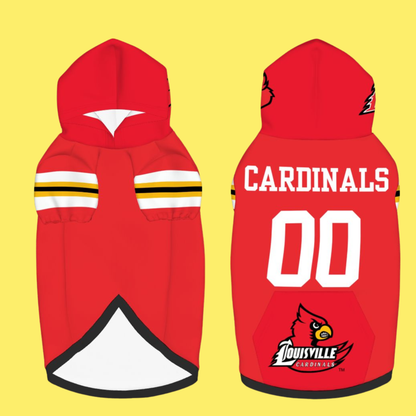 Louisville Cardinals Basketball Pet Hoodie, Red, CARDINALS or Personalize, Perfect Gift for Louisville Cardinal Basketball Fan