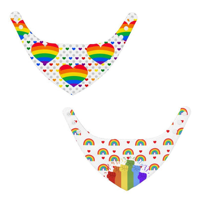 LGBTQ Kitty Scarf, Double-Sided Cat Bandana with Pride Fists, Pride Hearts, A Fashionable Scarf for Outings or Sitting in the Window