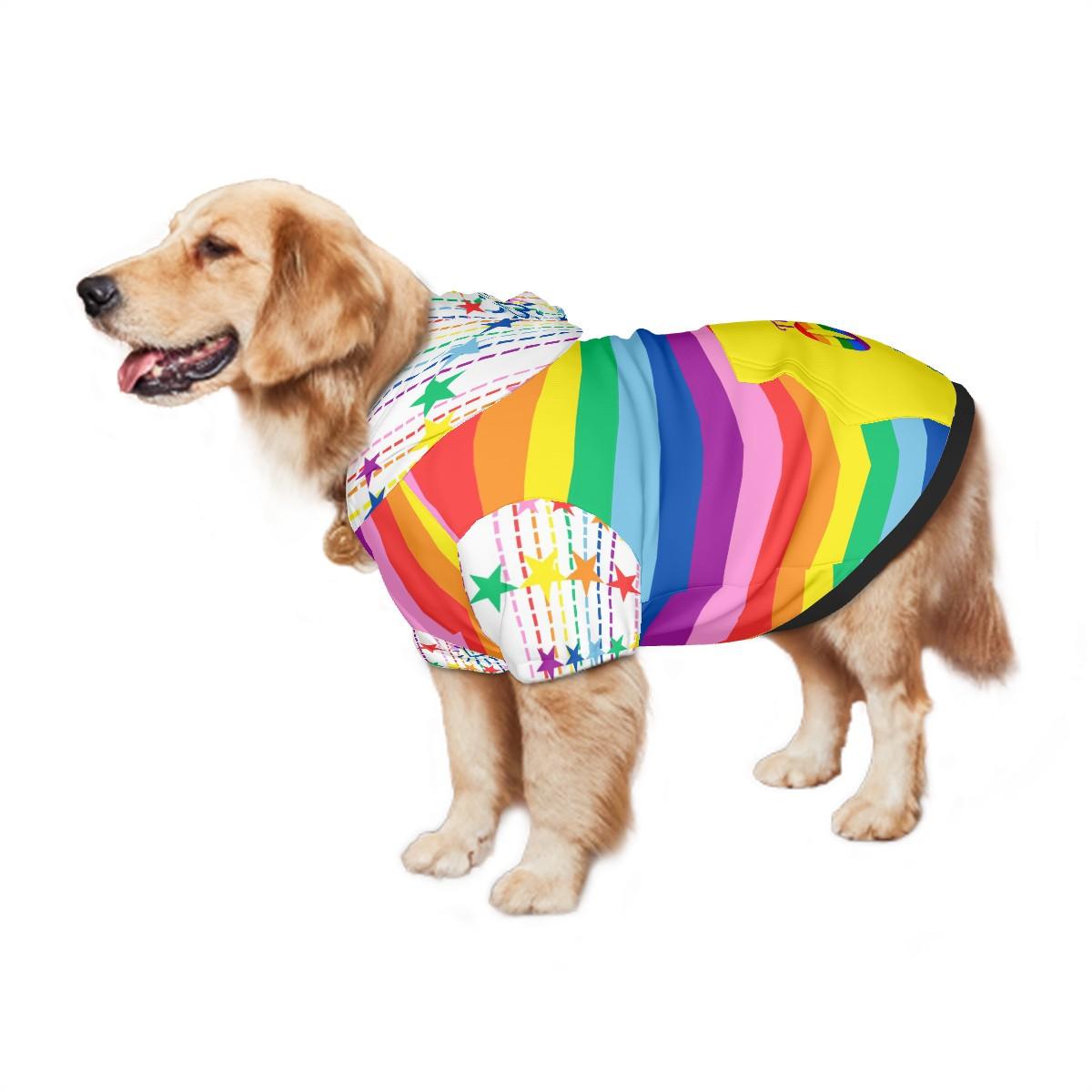 Diverse Pride Dog Hoodie - Rainbow Flag Pet Clothing Option, Dog Pride Hoodie, Hoodie size small to XXl