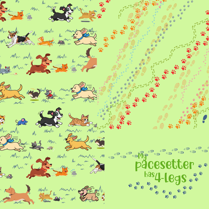 Playful Dog Hoodie: Chasing Cats, Mice, & the Ultimate Turnaround! "My Pacesetter has 4 Legs" in Green