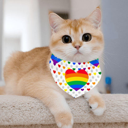 LGBTQ Kitty Scarf, Double-Sided Cat Bandana with Pride Fists, Pride Hearts, A Fashionable Scarf for Outings or Sitting in the Window