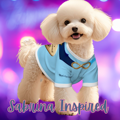 Small Dog Bandana Tee with Gold Bling Necklace & 'Man's Best Friend' Engraving - Inspired by Sabrina Carpenter