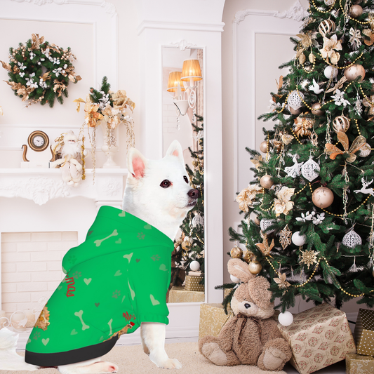 Cute Hooded Dog Jacket for Christmas - Holiday Pet Apparel, Merry PUP-mas, A Must Have for the Season