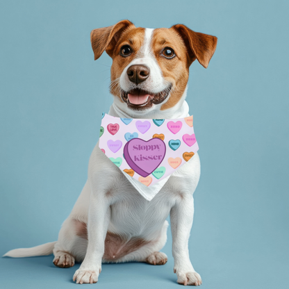 Puppy Love Bandana for Small Dogs - Reversible with Adorable Conversation Hearts
