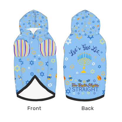 Celebrate Hanukkah with Your Pup, Get Lit Dog Hoodie in Ugly Sweater Style, Get Lit for 8 Straight Nights