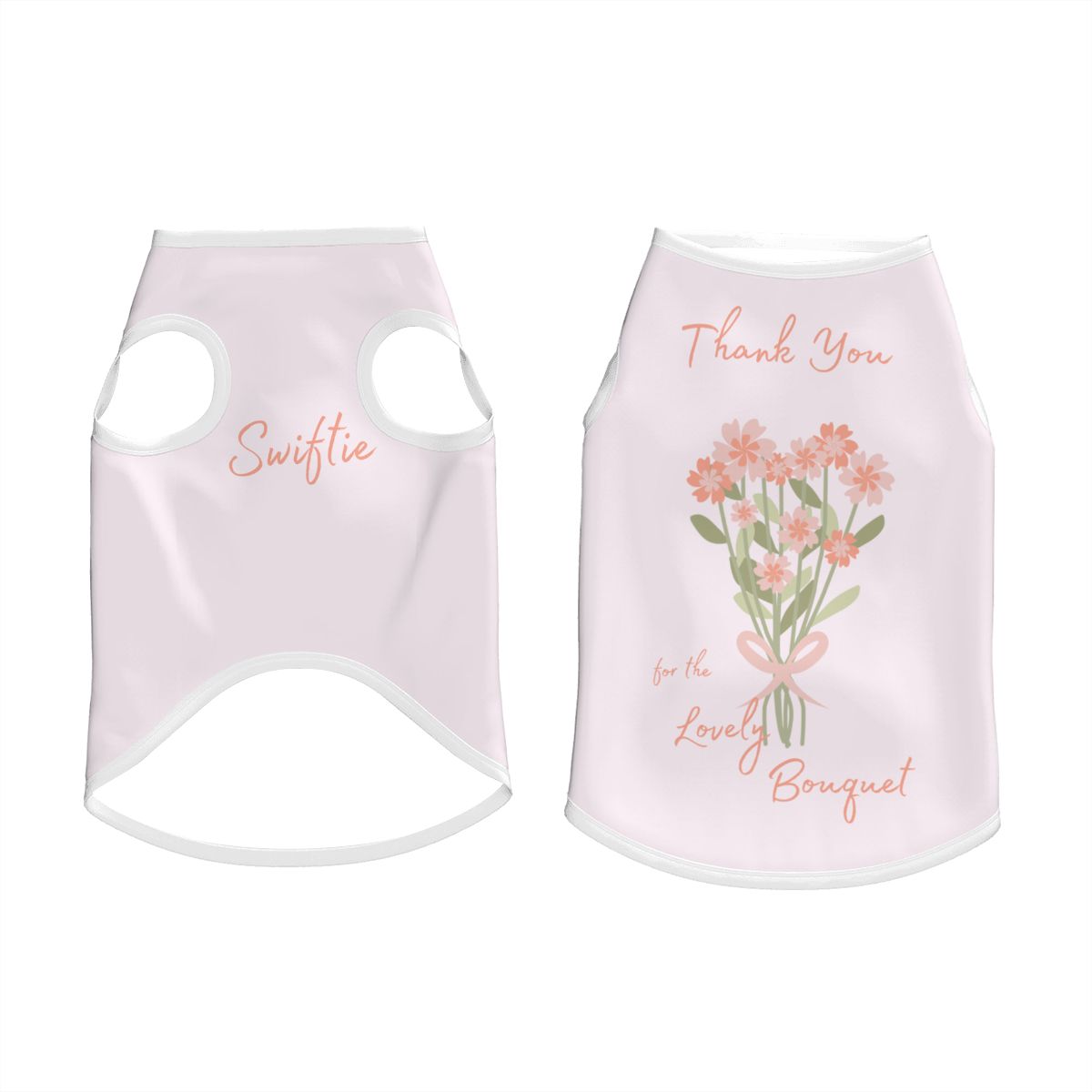 Taylor Swift Inspired Dog Tank Top - Pink Floral 'Thanks for the Lovely Bouquet' Design, I'm a Showgirl Album