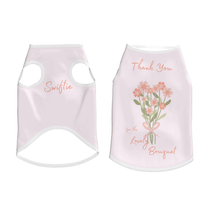 Taylor Swift Inspired Dog Tank Top - Pink Floral 'Thanks for the Lovely Bouquet' Design, I'm a Showgirl Album
