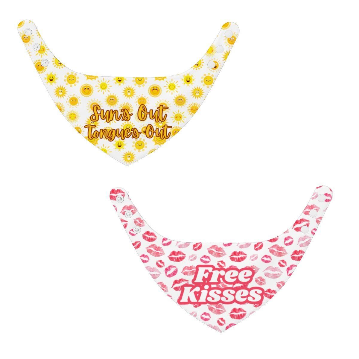 Sun's Out, Tongue's Out, and Free Kisses Cute Small Dog Bandana for Sunny Days - Colorful Neckwear, Reversible