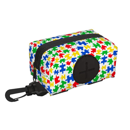 Dog Poop Bag Holder - Autism Awareness Puzzle Theme, Easy to Carry