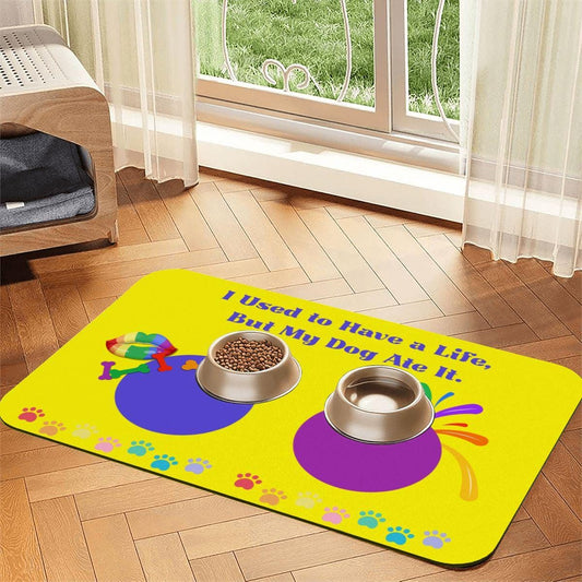 Colorful Pride Dog Feeding Mat, Rainbow Theme Food Bowl Rug, Cat or Dog Matt for Water Bowl to Keep Floor Clean