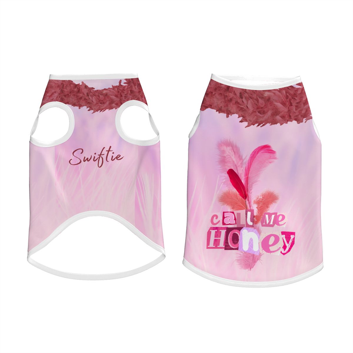 Taylor Swift Inspired Dog Tank Top - Call Me Honey in Pink & Rose Red, Showgirl Era