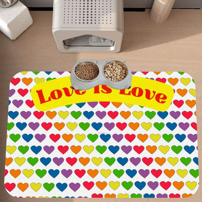 LGBTQ Pride Dog Food Mat - Rainbow Design Pet Bowl Placemat, Dog Food Matt, Keeps Kitchen Floor Clean, Catt Food Mat, Choice of 2 designs