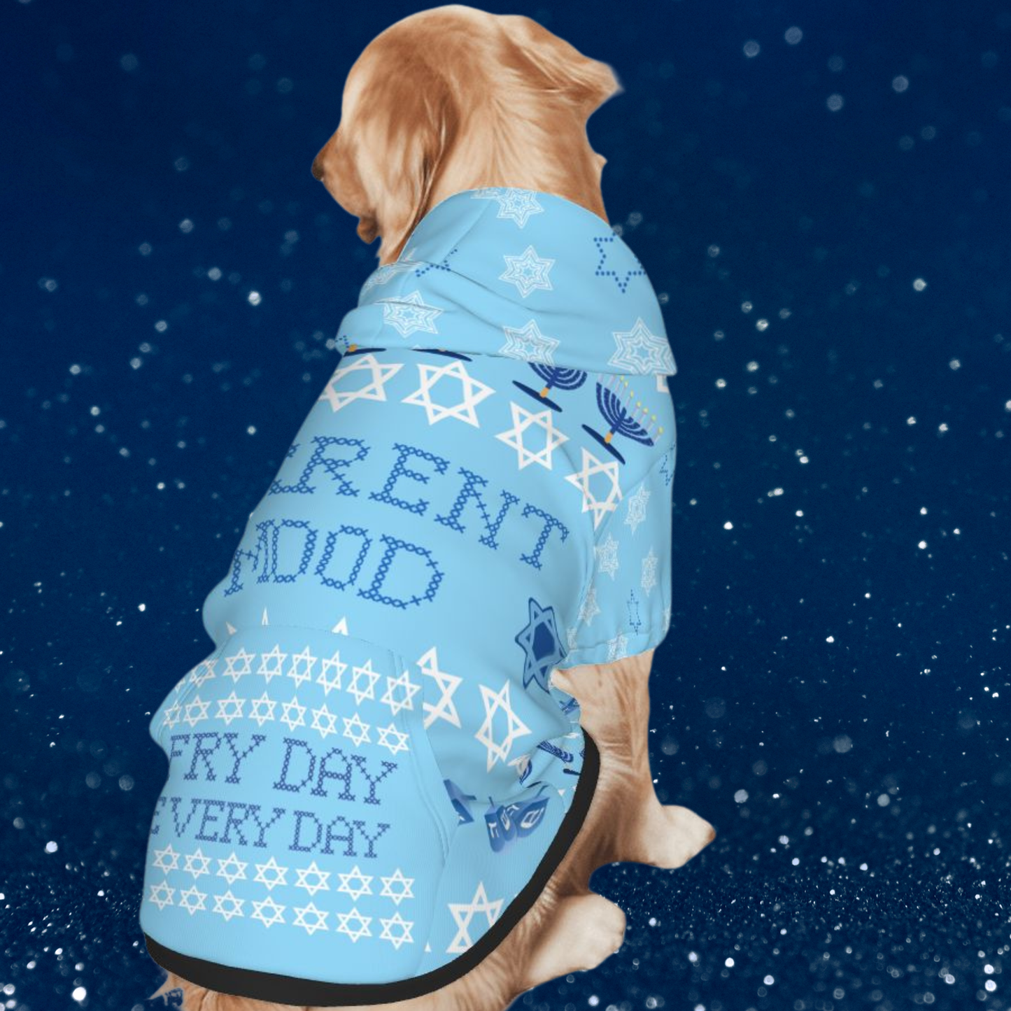 Funny Dog Hoodie for Hanukkah, HolidayUgly Sweater Design, Current Mood: Fry Day, Perfect Hanukkah Present