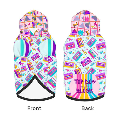 Mix Tape Inspired Dog Hoodie - Best Dressed Pup, Top Dog on the Block Dog Hoodie, Vibrant Colors to Show Off While Walking to the Park