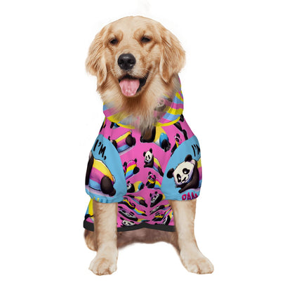 Panda Print Dog Hoodie, Pan-Sexual Pride Apparel, Cute Dog Outfit