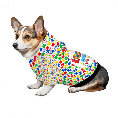 Dog Hoodie for Autism Awareness | Love Needs No Words Design
