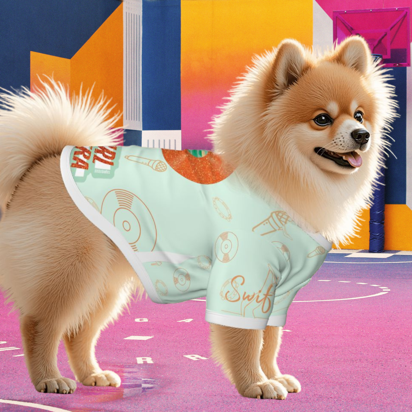 Showgirl Inspired Taylor Swift Tee | Green & Orange ShowGirl Dog Tee for Walks in the Village or to the Dog Park