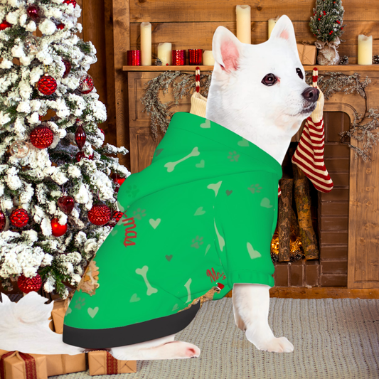 PUG Jacket with Hood - Christmas Theme Cozy Pet Fashion, Merry PUG-mas