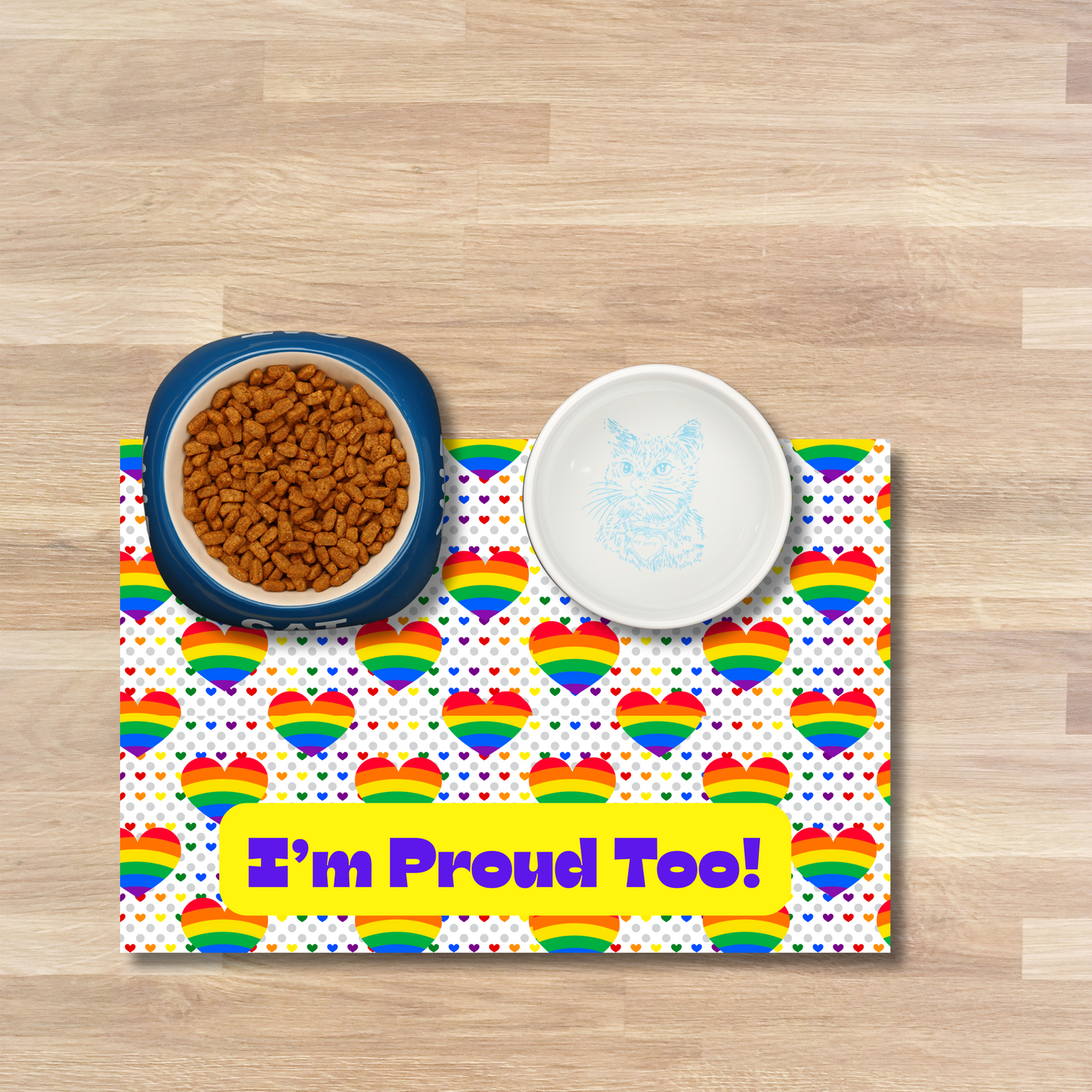 Pride Theme Dog & Cat Placemat - Food Mat to Keep Floors Clean