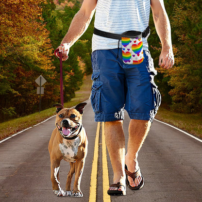 Fun & Functional Pet Treat Carrier   My Favorite Design, Pride Rainbow Hearts, No Spill Design with Convenient Long Strap!