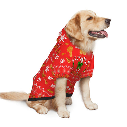 Red Christmas Ugly Sweater for Dog, Cute Feed Me Chicken Hoodie, Fashionable Dog Hoodie for Parties