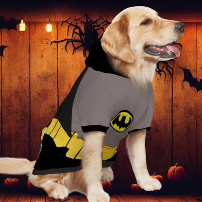 Batman Dog Costume Hoodie - Superhero Pet Clothing, Batman and Robin, Together Again Keeping the Yard Safe aand protecting on the Walks, Retro Superheros
