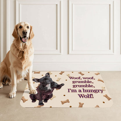 Funny Dog  Face Food Placemat - Food Mat to Keep Floors Clean, & Dog Choices, So FUN