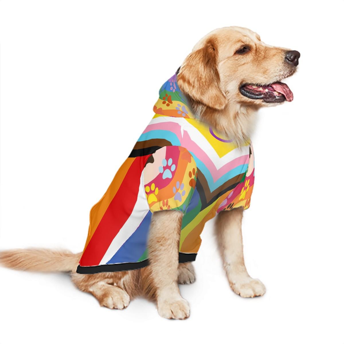 Diverse Pride Dog Hoodie - Rainbow Flag Pet Clothing, All Inclusive Flag, Pefect for Furry Friend for walks to the park, Pride Parade