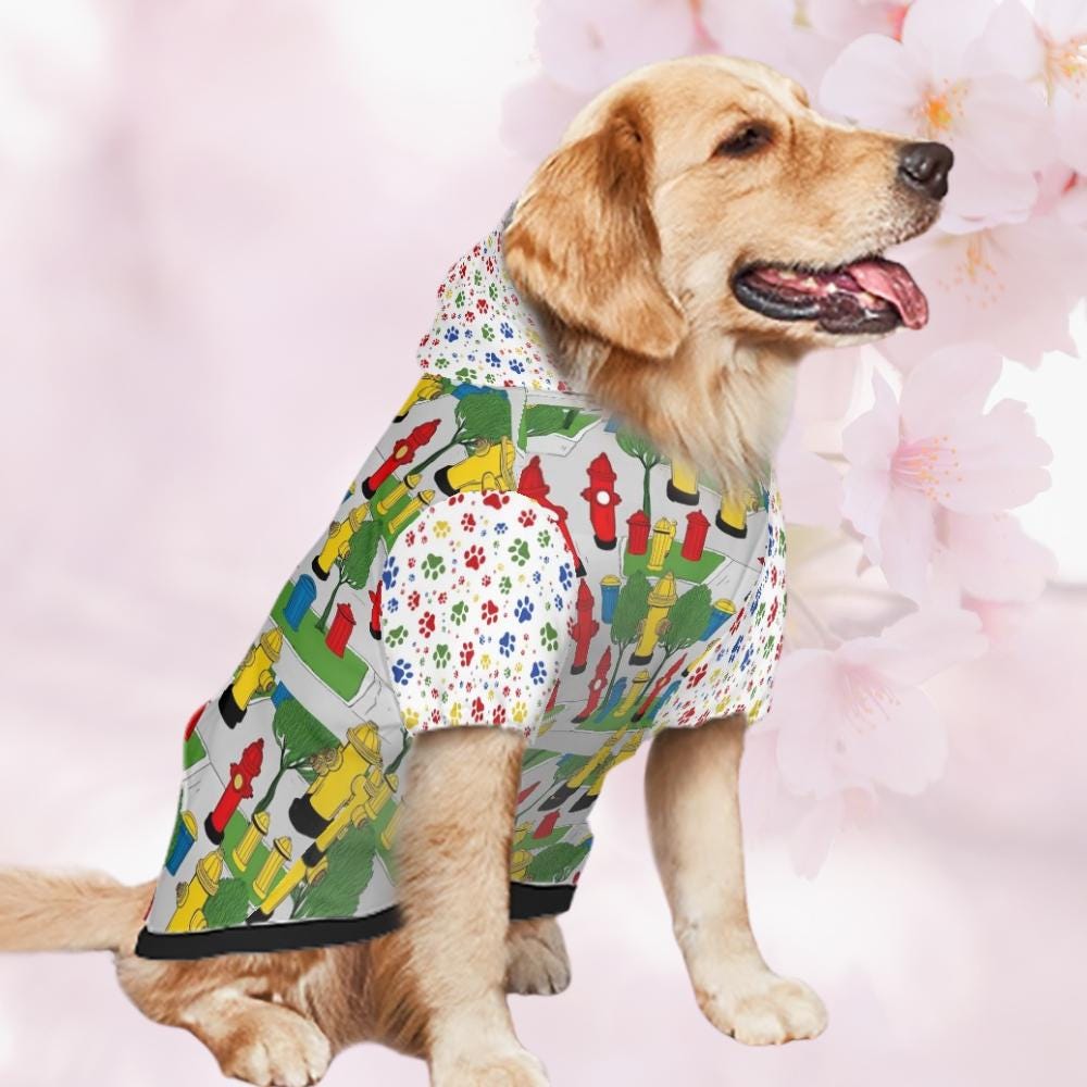 Unique Dog Hoodie: Fire Hydrants & Concert Tee Vibes, List of Sites for Concert or Favorite Places to Visit, Perfect Gift for Fathers day