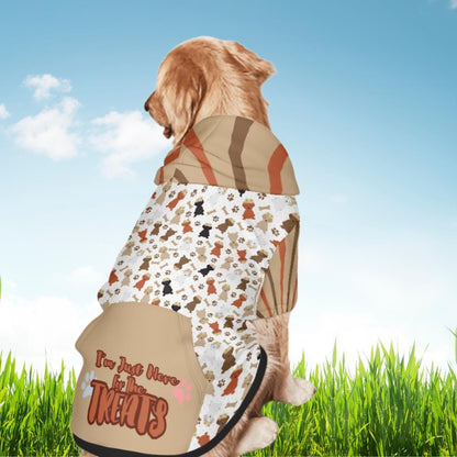 Dog Hoodie Pattern with Multiple Dogs with Flowers, I'm Here for the Treats, Statement of All Dogs Ready to go to the Park, Brown Color