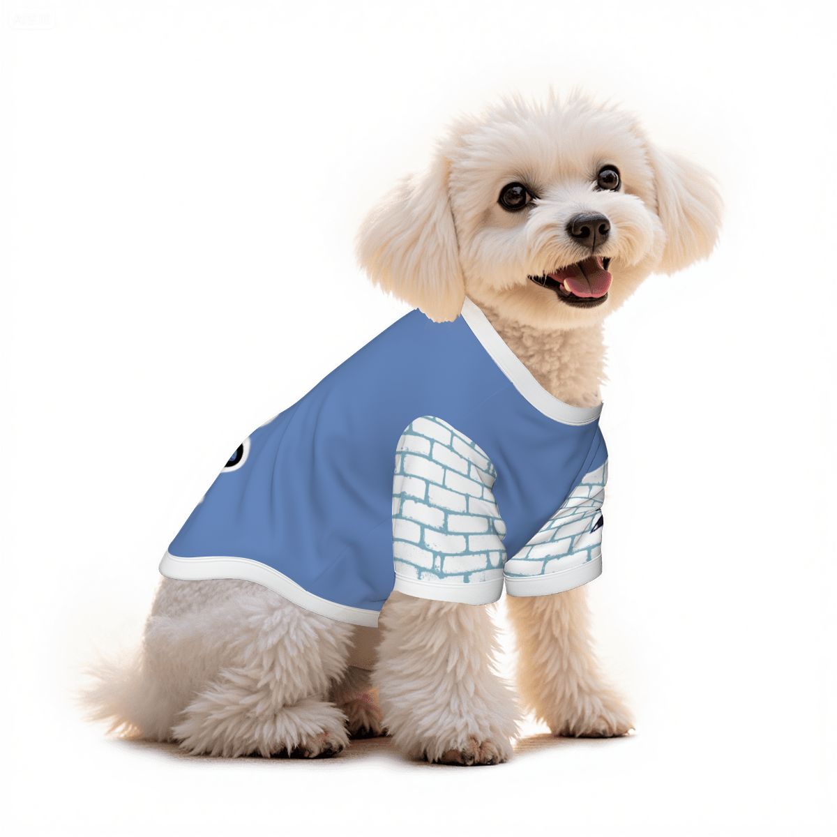 Small Dog Deltarune Shirt in Blue Graffiti Brick Design, Pet Fashion, Gamer Vibe, Anime Tee