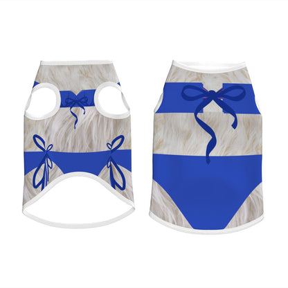 Adorable Blue Dog Swimsuit - One-Piece Tank Top Beachwear, WHITE FURRY Friend Cosplay or beach wear, Halloween