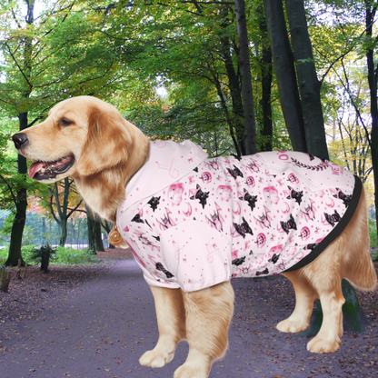 IN October We wear Pink, Breast Cancer Awareness Dog Hoodie - Pink Halloween Pet Costume, Ghosts, Bats, Cute Dog Outfit