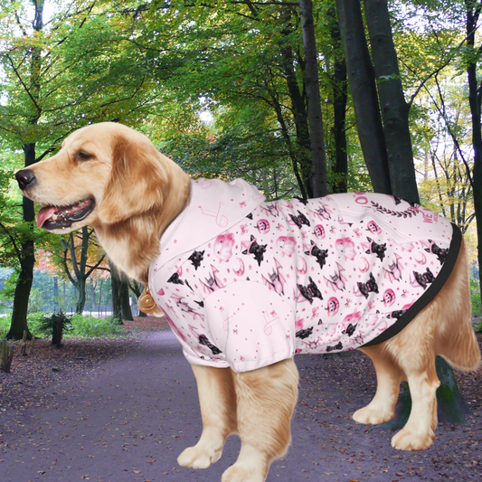 IN October We wear Pink, Breast Cancer Awareness Dog Hoodie - Pink Halloween Pet Costume, Ghosts, Bats, Cute Dog Outfit