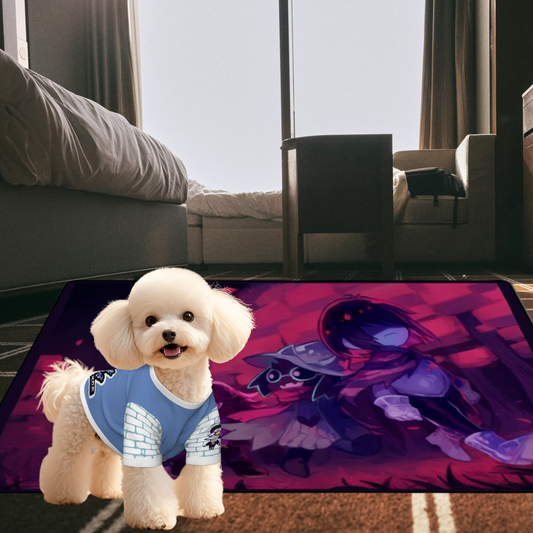 Small Dog Deltarune Shirt in Blue Graffiti Brick Design, Pet Fashion, Gamer Vibe, Anime Tee