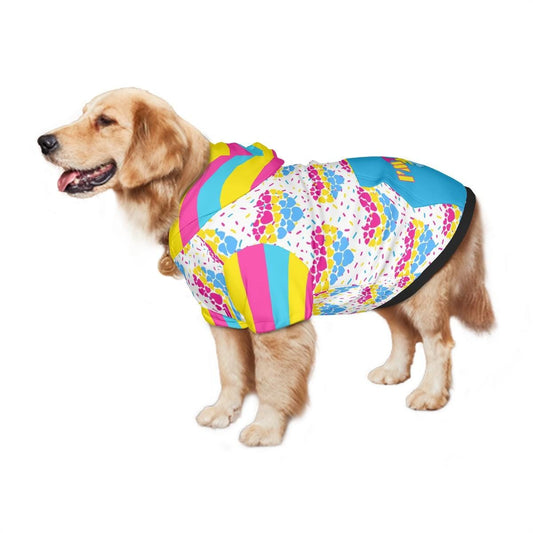 Custom Dog Hoodie with Pansexual Flag and Rainbow Hearts - Pet Pride Clothing