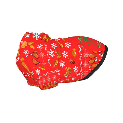 Red Christmas Ugly Sweater for Dog, Cute Feed Me Chicken Hoodie, Fashionable Dog Hoodie for Parties