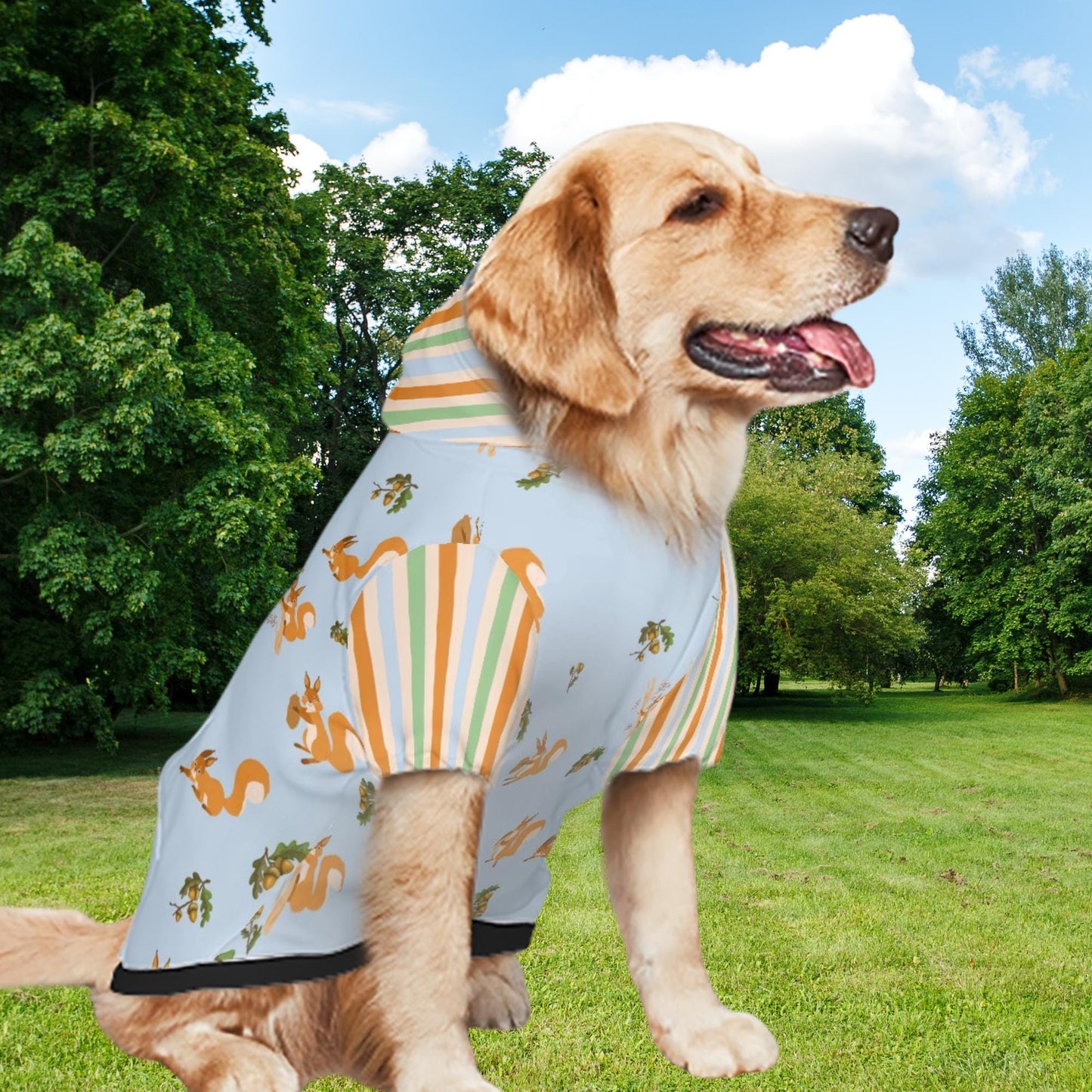 Custom Blue Dog Hoodie with Distracted by Squirrels Design, Dog Lover Gift, Perfect Outfit for A Ride or Walk in the Park