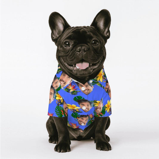 Hawaiian Shirt Pet and Human Matching Set - Customized with Pictures of Heads, Fun to Wear BFF on your shirt, Vacation Pool clothes, Stylish