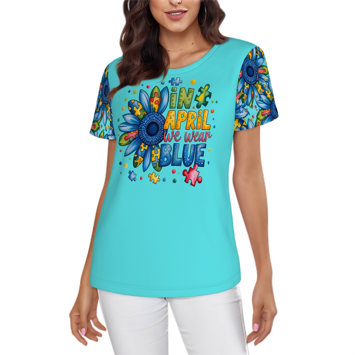 Matching Autism Awareness Hoodie for Pet & Short Sleeve Tee for Mom - Autism Blue