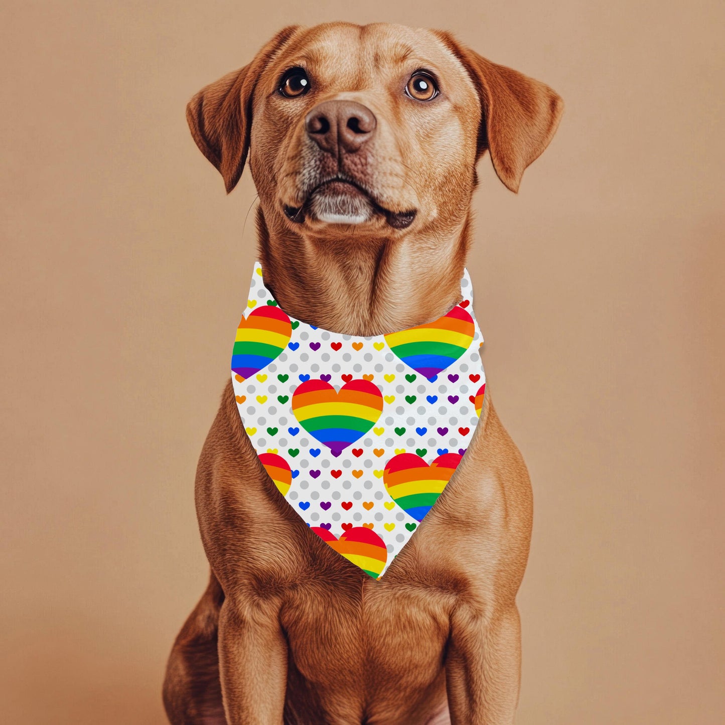Rainbow Hearts Dog Bandana for Large Breeds, LGBTQ Pride, Unity and Acceptance, Perfect Wear fir Pride Parade and Walks to the Dog Park