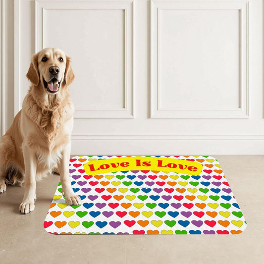 LGBTQ Pride Dog Food Mat - Rainbow Design Pet Bowl Placemat, Dog Food Matt, Keeps Kitchen Floor Clean, Catt Food Mat, Choice of 2 designs